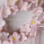 作品羊毛フェルト 満開の桜のリース
