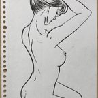 作品絵画 美人画、ペン画（絵のみ）「HOSSORIな私④」（中川雲林）