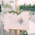 作品ウェルカムボード　白地のお花　結婚式　開店祝い　新築祝い