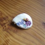 作品 *紫陽花にカタツムリ・猫ブローチ*　シンプル　石塑粘土　ネコ　アジサイ　ナチュラル　