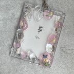 作品【B8トレカキーホルダー】硬質ケース 『mimosa』 clear × pink lamé 【ミモザ】