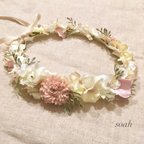 作品大人用 antique white & pink 花かんむり（wide）ラッピング無料