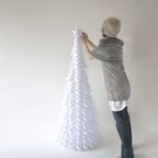 作品個人用｜A4紙で1.5mのクリスマスツリーが作れる！Xmasツリーの型紙 ホワイト【ペーパークラフト展開図データダウンロード】