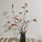 作品[送料込み] 紅葉　フェイクグリーン　枯枝　造花　光触媒　人工植物　4本セット