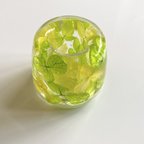 作品【イエロー✖️黄緑M】ハーバリウムボールペン、印鑑、歯ブラシ立て　プレゼント