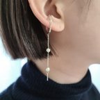 作品【Pearl + Chain】 Wide Earcuff / SV925 パール ≪送料無料≫