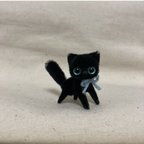 作品小さな　ブルーアイ黒猫ちゃん　モールアート　モールベア 