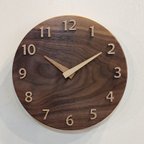 作品ウォールナットの木の掛時計　26.5センチ丸型