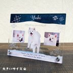 作品【 ペットメモリアルプレート　粉雪/大きいサイズ 】 ペットフォトプレート 位牌 仏具 遺影 手元供養