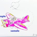 作品ほのぼの　猫と飛行機