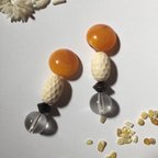 作品030 orange✖️vintagebeads✖️clearbeads ピアス/イヤリング