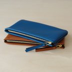 作品<高級革>フランスのラムレザー使用シンプル長財布(ピーコックブルー)