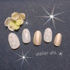 作品【atelier alis.】ネイルチップ＊花＊ゴールド＊ホワイト＊パール