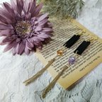 作品African blackwood jewelry pierce/earrings アフリカンブラックウッドとキュービックジルコニアのピアス（イヤリング）