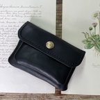 作品mare-mini-wallet：ブラック（イタリアンレザーミニ革財布）受注製作