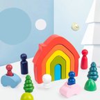 作品虹色積み木　レインボービルディングブロック　知育玩具