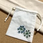 作品刺繍巾着 【花柄】