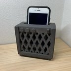 作品アンプみたいなスマホスピーカー　ブラック　スマホスタンド