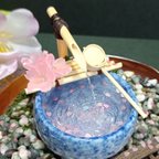 作品手のひら花手水～桜～青Lサイズ