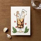 作品猫とアイスコーヒーアートプリント/イラスト複製画 ポストカード
