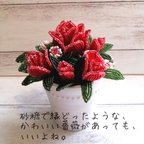 作品ビーズのお花✿砂糖で縁どったような薔薇