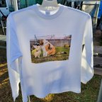 作品動物ファミリーの家　ロングスリープ長Tシャツ