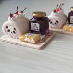 作品【受注製作】樹脂粘土ミニチュアスイーツパンダロールケーキセット〜panda roll cake set〜樹脂粘土ミニチュアスイーツ・パン