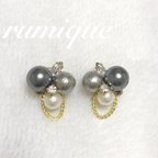 作品Gray cotton pearl ピアス♡