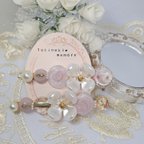 作品2本セット　お花×パール調ビーズ ハンドメイド　レジン　ドライフラワーヘアクリップ