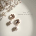 作品SWAROVSKI＊大きめクリスタルとパールの上品ピアス（イヤリング）