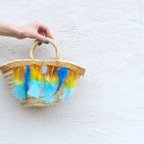 作品フェザーマルシェバッグ3 ターコイズ&マスタード系 marche bag feather <MRC-F3>