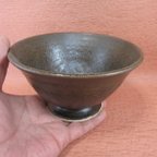 作品陶器お茶漬け茶碗　茶そば釉　【190419】