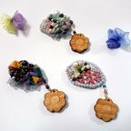 作品大人かわいい ビーズ 刺繍 ブローチ  (wood flowerｰNo.2)