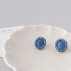 作品刺繍ドロップピアス・イヤリング（Baby blue）