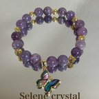 作品ユニコーントルマリン　蝶々　ブレスレット　おすすめ　　天然石ブレスレット　Selene crystal