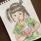 作品【似顔絵原画】水彩画イラスト　家族や大切な人へのプレゼントにも