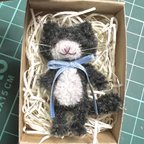 作品ミニチュア モールアート チビ猫 ちゃん 白黒 モールベア テディベア Tamubear