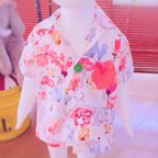 作品ローズウッドカラーのフラワー柄アロハシャツ　kids Alohashirtt