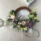 作品 * Spring rose ×  mimosa  * wreath * リース　　ギフト　プリザーブドフラワー　