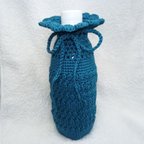 作品女子力up?!コットン糸で編んだペットボトルカバー#ブルー
