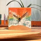 作品サンセットビーチ波アート　時計　グアム　レジンアート　掛け時計　木製時計
