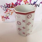 作品ペン立て　ポーセラーツ　ハンドメイド　陶器