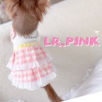 作品犬服＊　ピンクギンガムチェック× イエローリボン　ワンピース　桜色　犬服ワンピース　春犬服　犬服ドレス