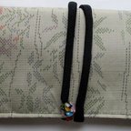 作品６６２４　色大島紬の着物で作った和風財布・ポーチ#送料無量