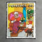 作品赤ずきんちゃん/おばあちゃんと赤ずきんちゃん・童話切手ブローチ (パラグアイ)