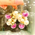 作品ガラスドーム パール アクセサリーパーツ 花びら入