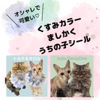 作品◎おまけ付き！◎くすみカラーがオシャレ　うちの子ましかくシール　ステッカー　犬　猫　赤ちゃん　子ども