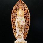 作品精彫 珍品 高29cm 仏教工芸品　立像 観音菩薩 極上品  風水縁起物
