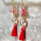 作品＊大人可愛い＊Roses and butterfly tassels～ピアス