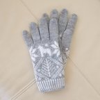 作品【新色】北欧柄の編み込み手袋(杢グレー)